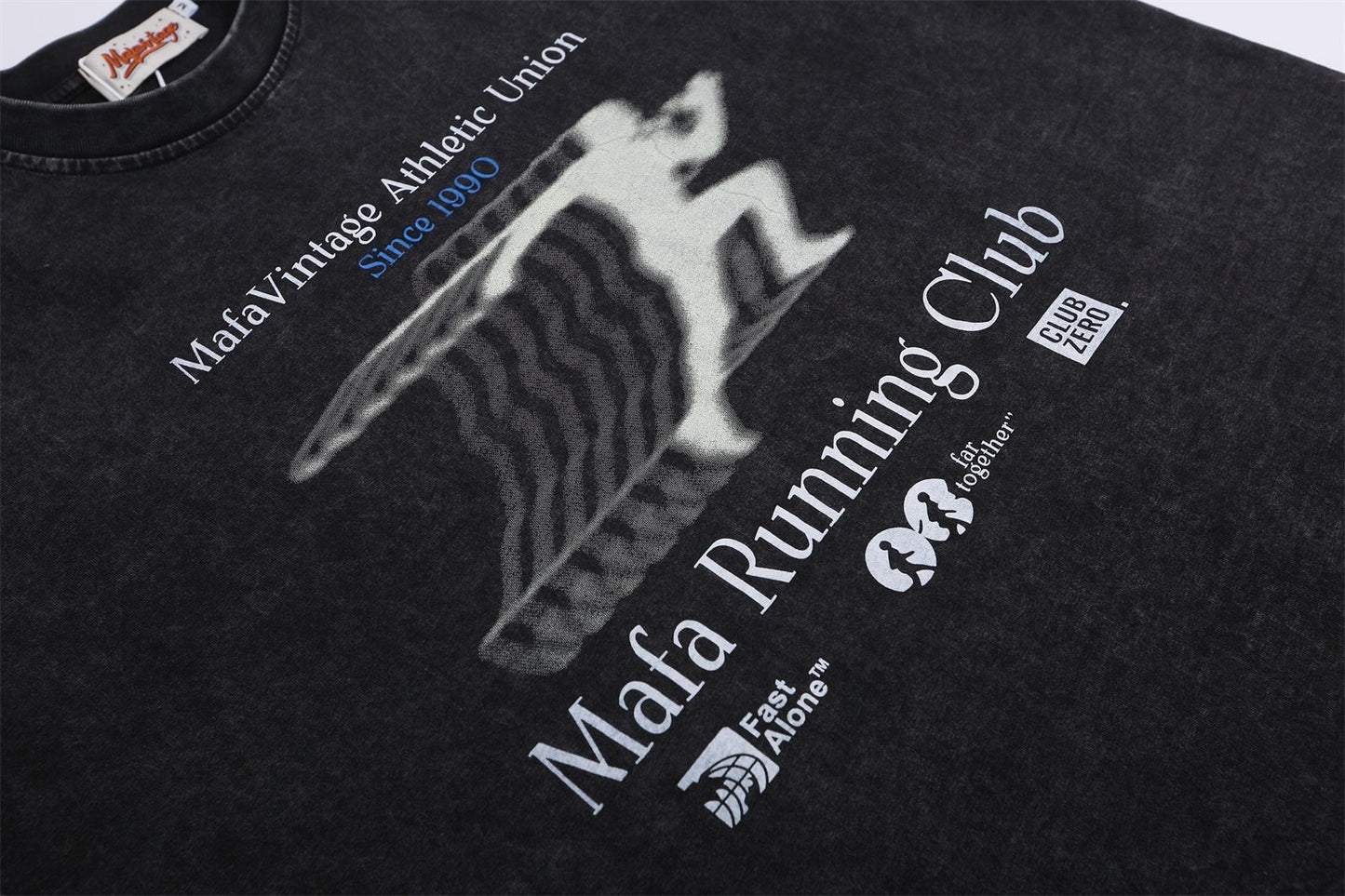 Washed Overlapping Figure Letter Print Short Sleeve T-Shirt WN26915