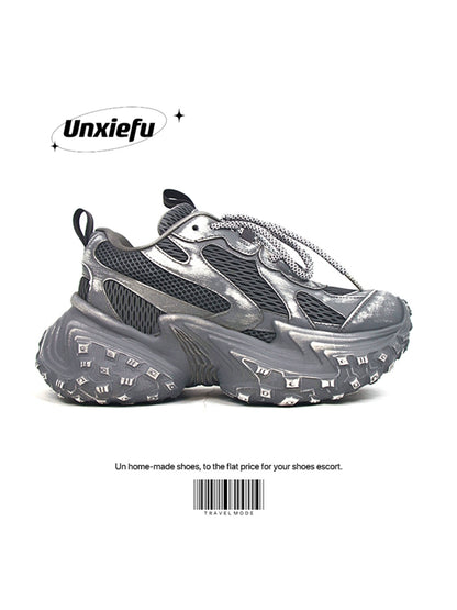 Washed Mesh Chunky Sole Dad Sneakers WN20790