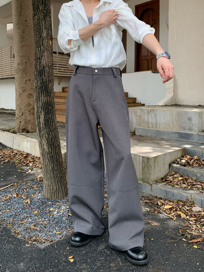 Wide Leg Pleats Seam Trousers WN24925