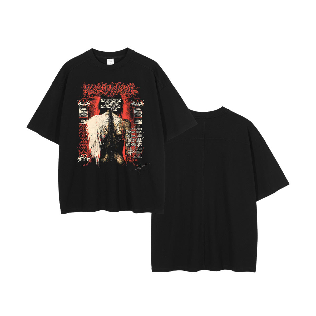 Washed Wax Dye Graphic Print Oversize Short Sleeve T-Shirt WN16250