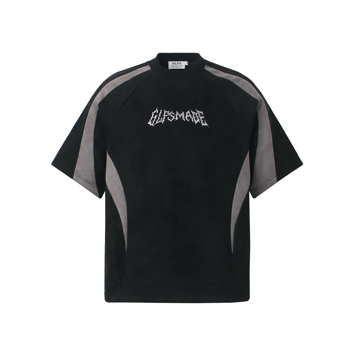Color Block Suede Logo Short Sleeve T-Shirt WN25977