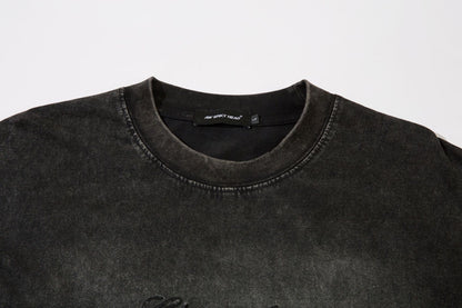 Embroidery Heavy Washed Oversize Short Sleeve T-Shirt WN16126