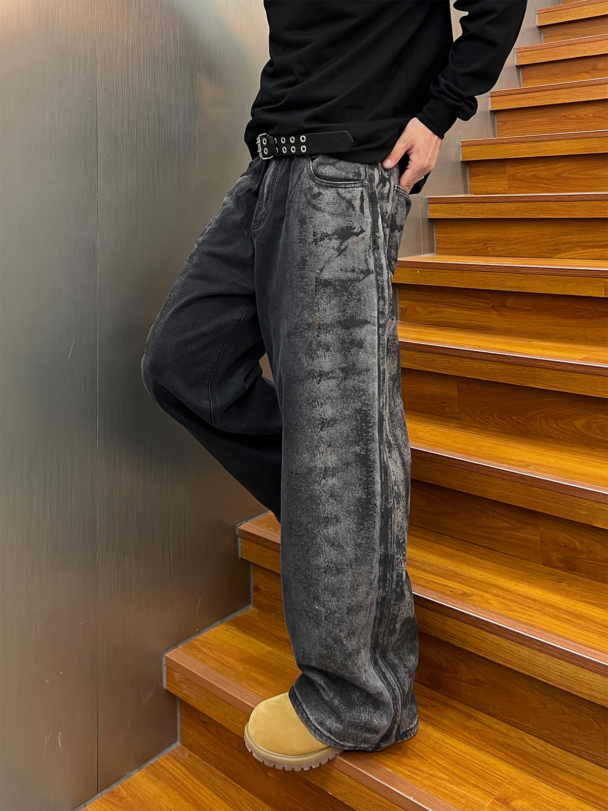 Washed Wide Leg Denim Jeans WN25408