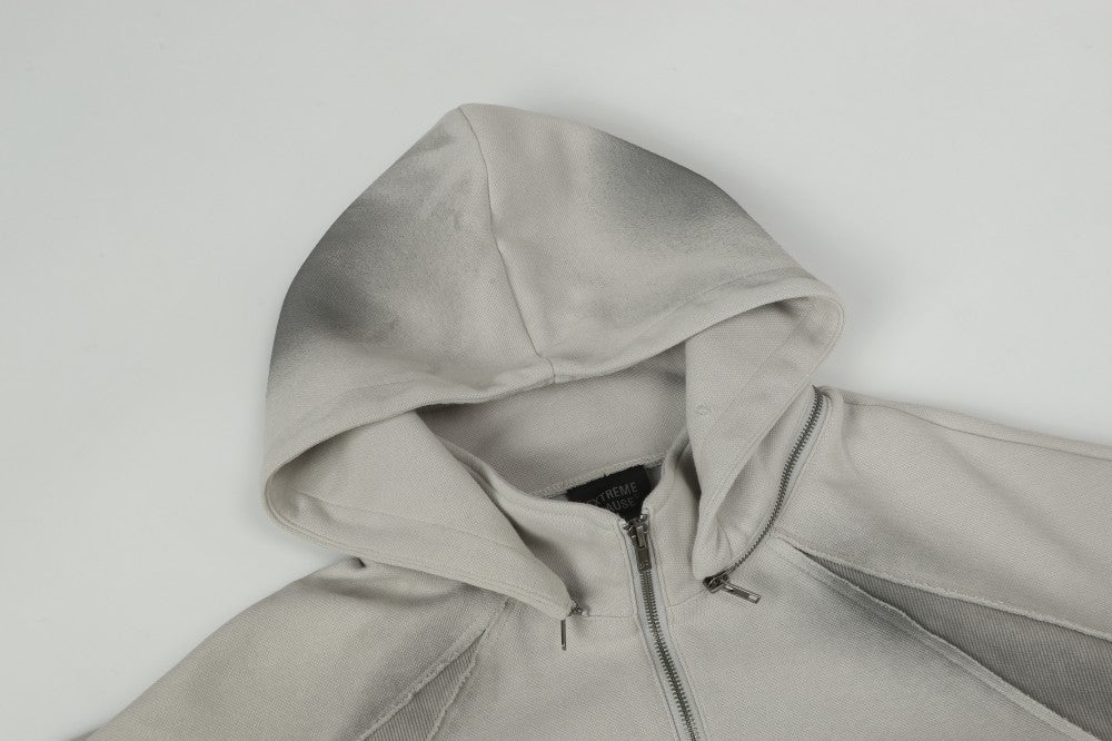 Tie-Dye Contrast Panel Half-Zip Hoodie WN28052