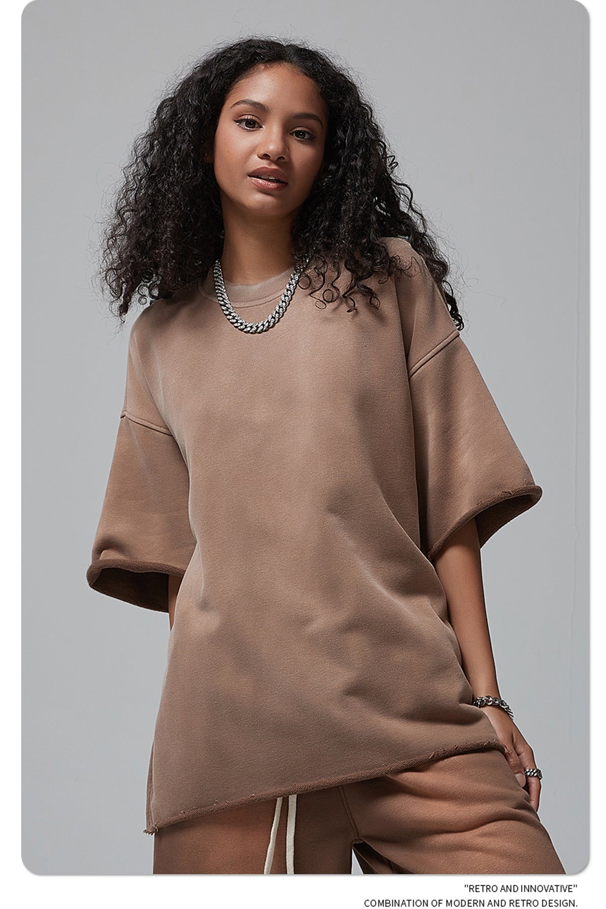 Oversize Spray-dyed Short-sleeve T-shirt & Spray-dyed Short Sweatpants Setup WN6639