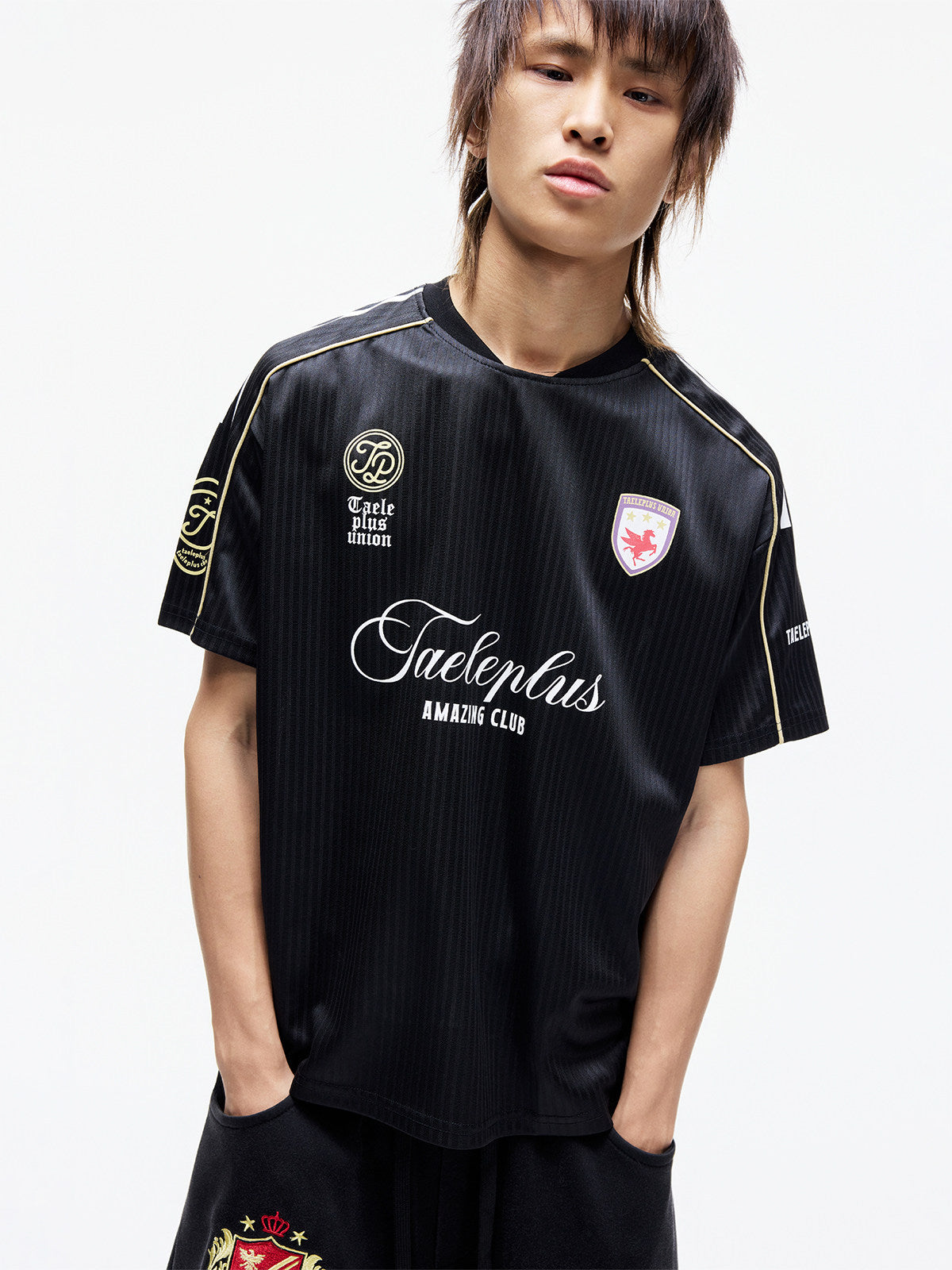 Sporty Textured Panel Print Short Sleeve T-Shirt WN27309