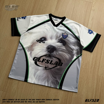 V-Neck Sporty Dog Print Short Sleeve T-Shirt WN26576
