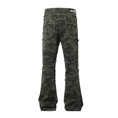 Camouflage Flare Denim Jeans WN16190