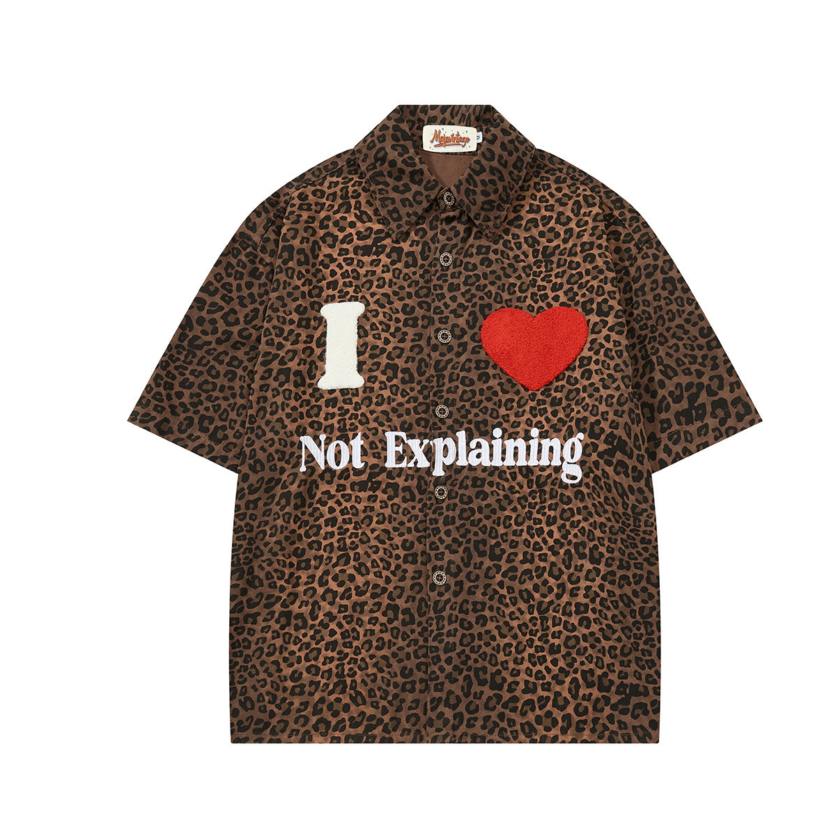 Leopard Heart Patch Short Sleeve Shirt WN25556