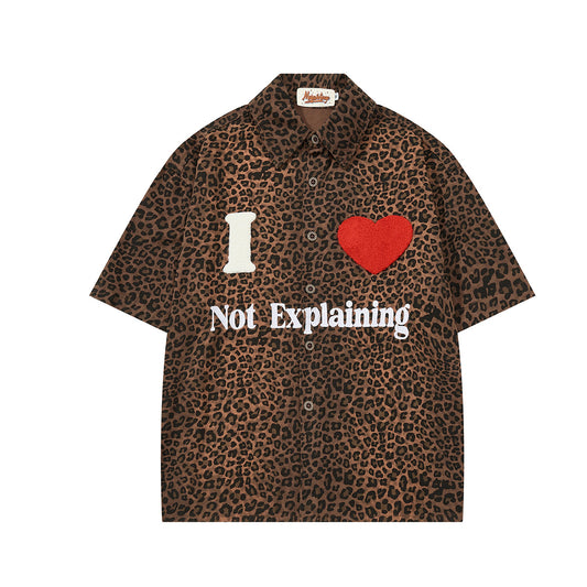 Leopard Heart Patch Short Sleeve Shirt WN25556