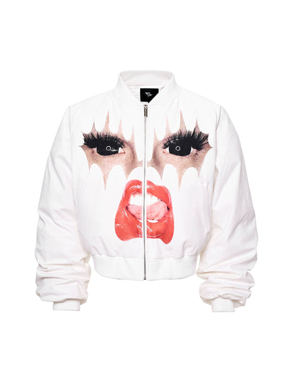 Lip Print Thick Puffer Jacket WN21844