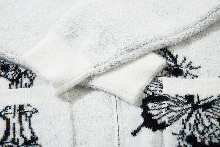 Butterfly Cross Design Oversize Zipper Knit Cardigan WN11170