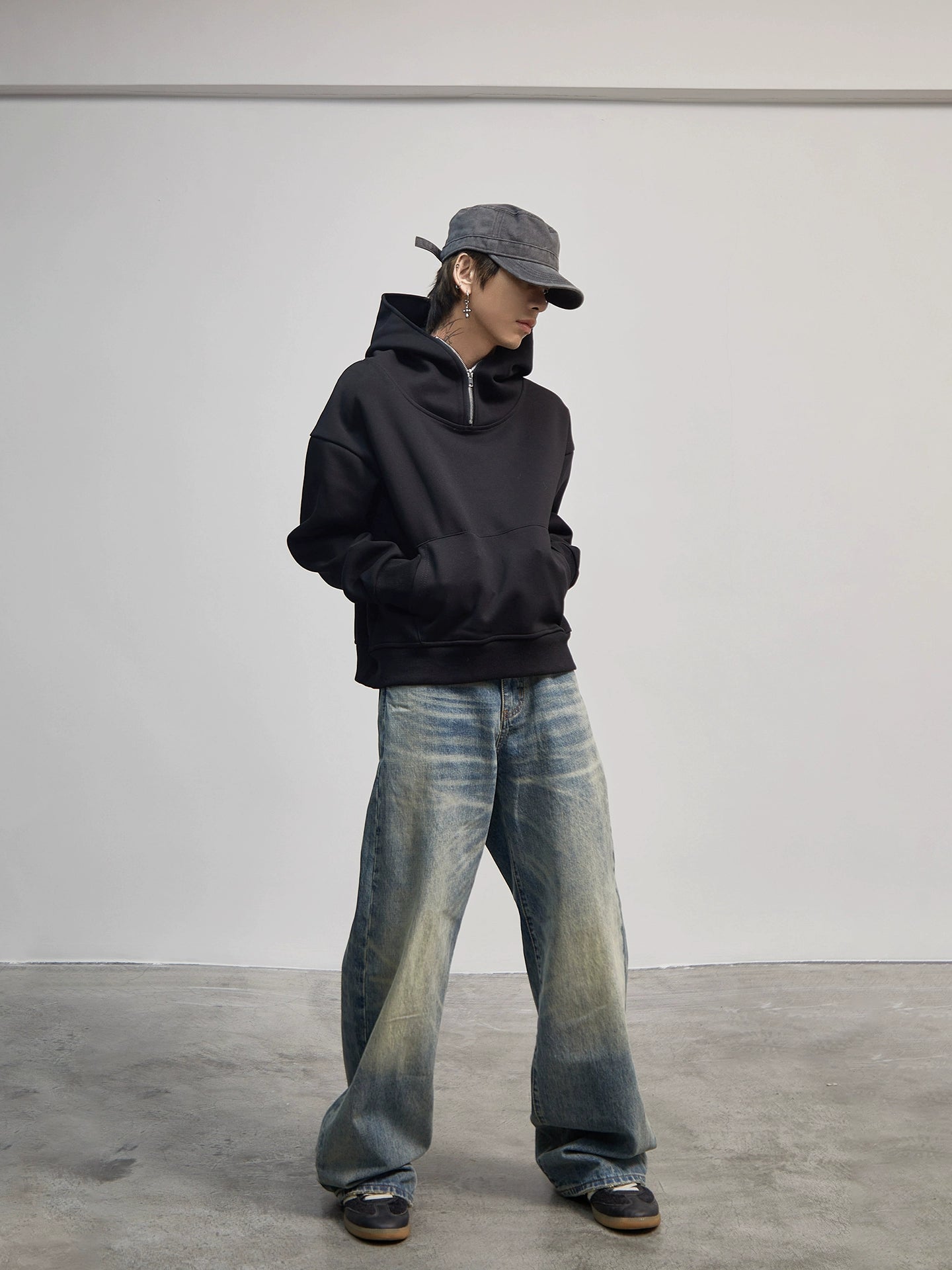 Washed Heavy Oversize Zipper Hoodie WN21179