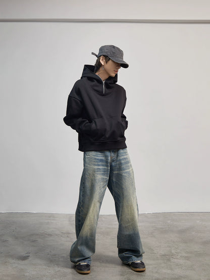 Washed Heavy Oversize Zipper Hoodie WN21179