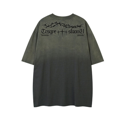 Gradient Thorn Logo Print Short Sleeve T-Shirt WN25806