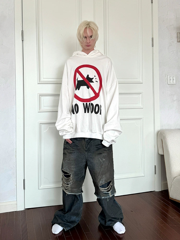 Letter Print Fleece Lining Oversize Hoodie WN21325