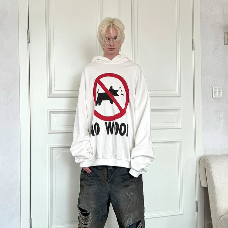 Letter Print Fleece Lining Oversize Hoodie WN21325