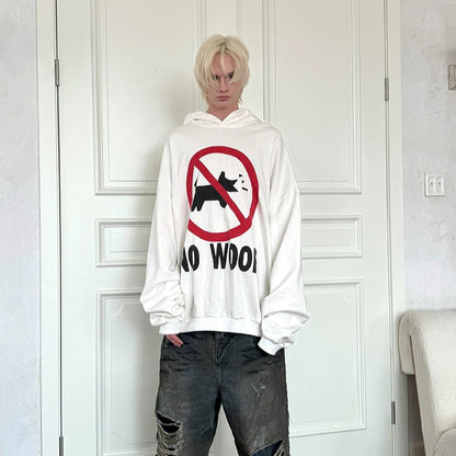 Letter Print Fleece Lining Oversize Hoodie WN21325