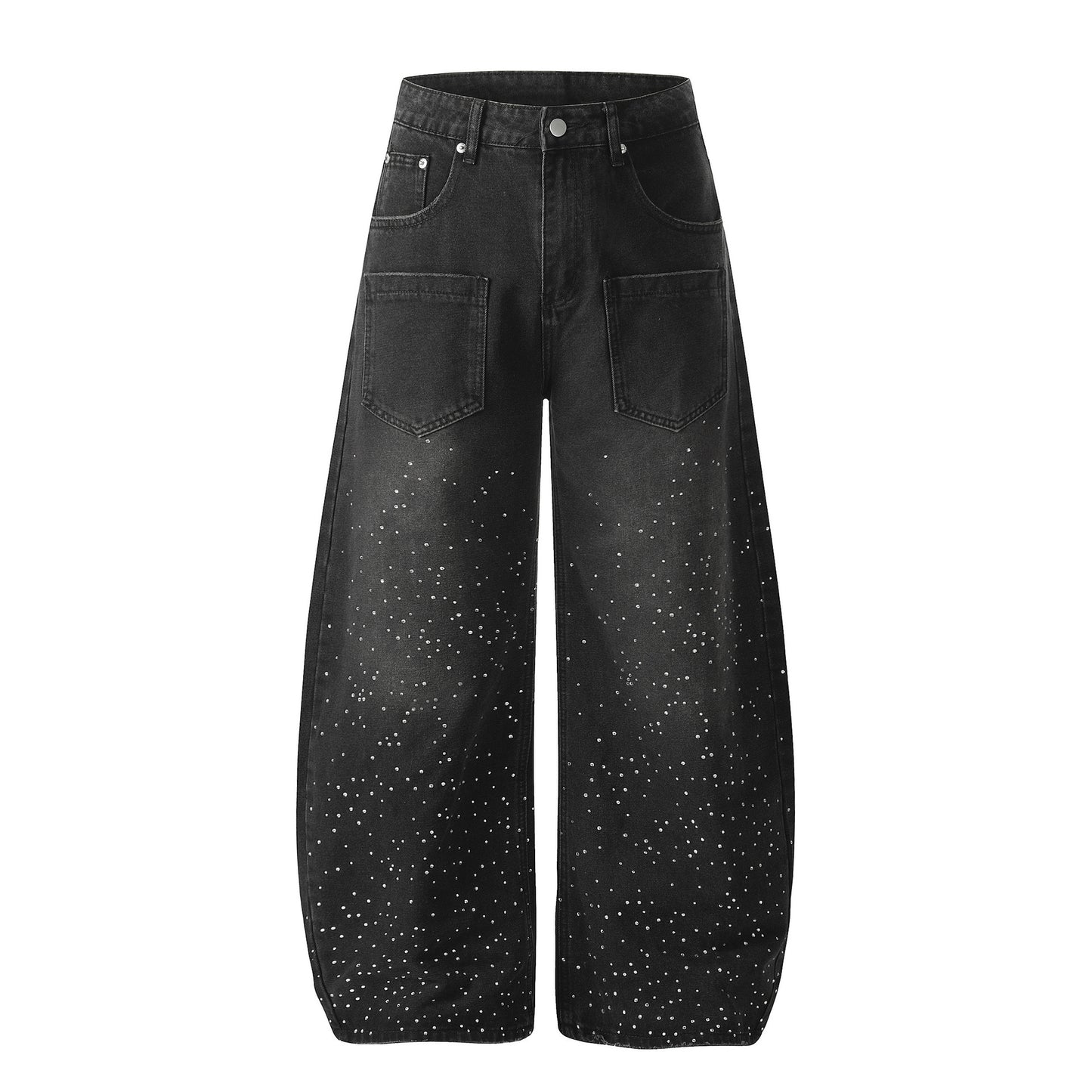 Washed Paint Pocket Wide Leg Denim Jeans WN25792