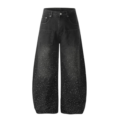 Washed Paint Pocket Wide Leg Denim Jeans WN25792