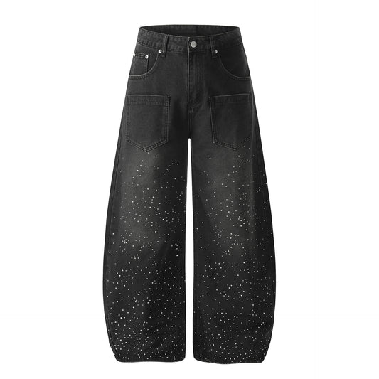 Washed Paint Pocket Wide Leg Denim Jeans WN25792