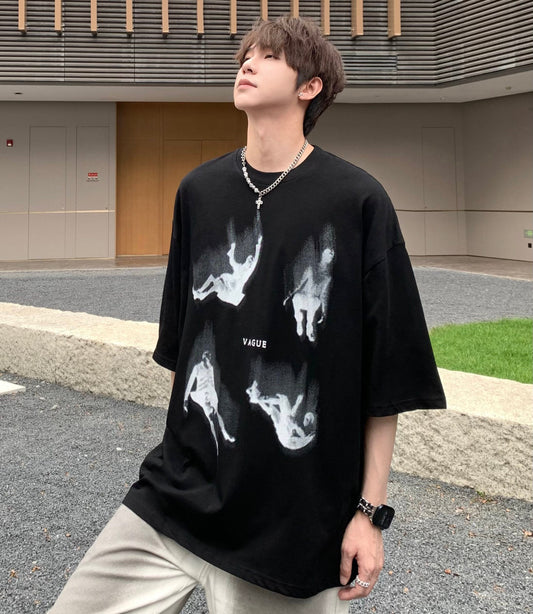 Falling Portrait Print Oversize Short Sleeve T-Shirt WN25241