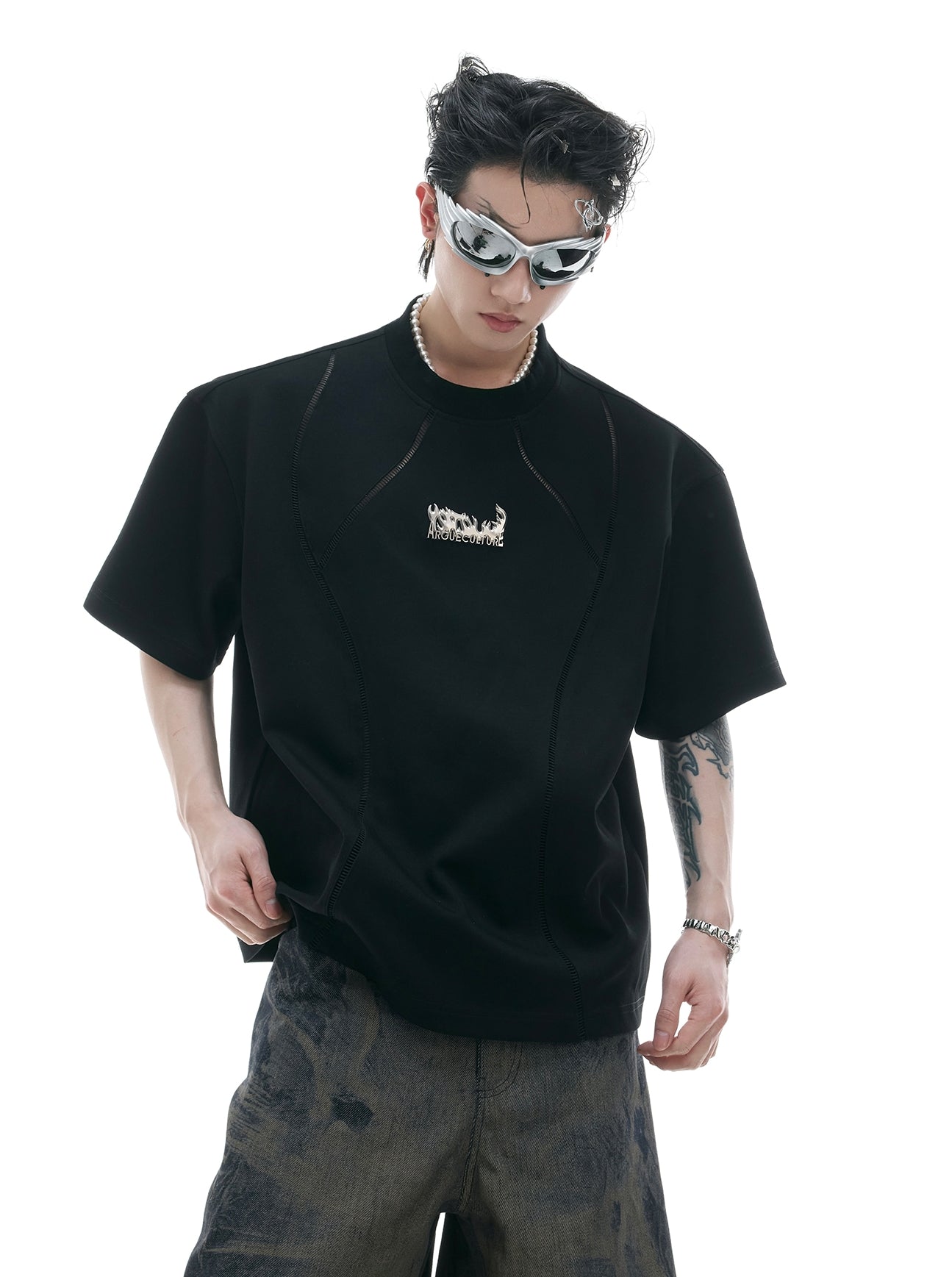 Deconstructed Metal Detail Short Sleeve T-Shirt WN18387