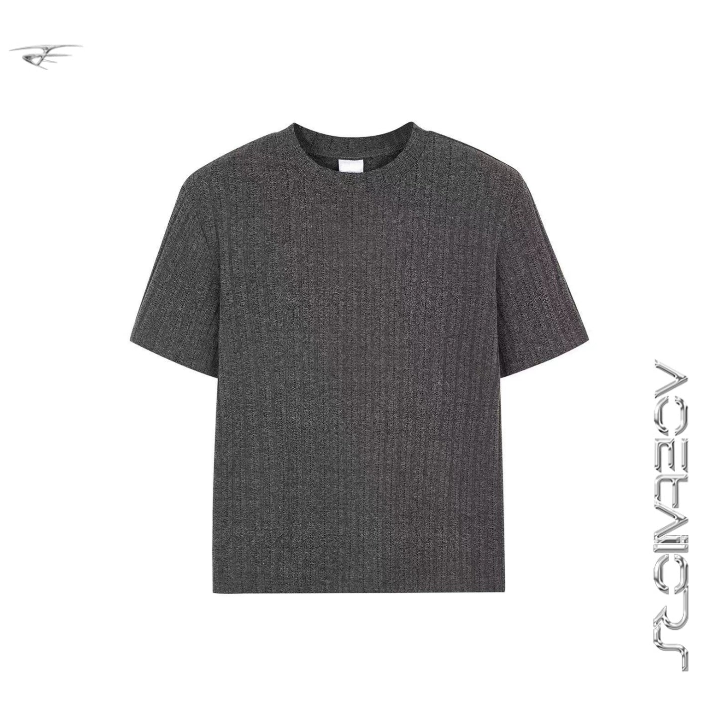 Vertical Stripe Knit Short Sleeve T-Shirt WN20085