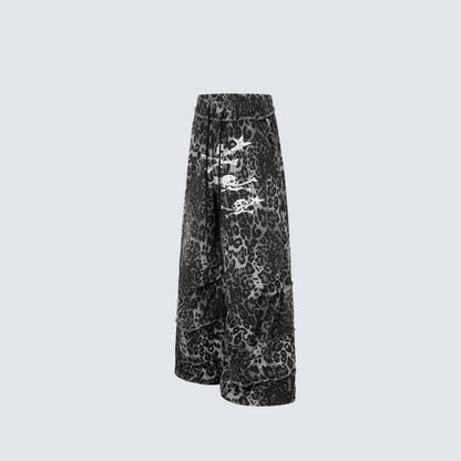 Leopard Graphic Wide Leg Pants WN28081