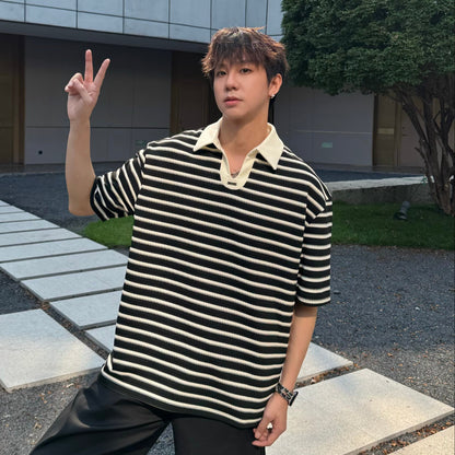 Oversize Border Knit Polo Shirt WN25291