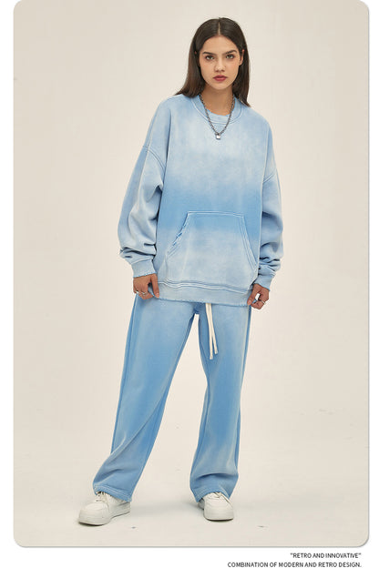 Fleece Lining Spray-dye Damage Oversize Sweatshirt WN9967