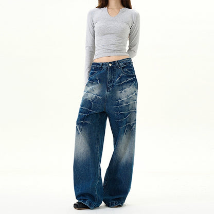 Wide-Leg Straight Denim Jeans WN9491