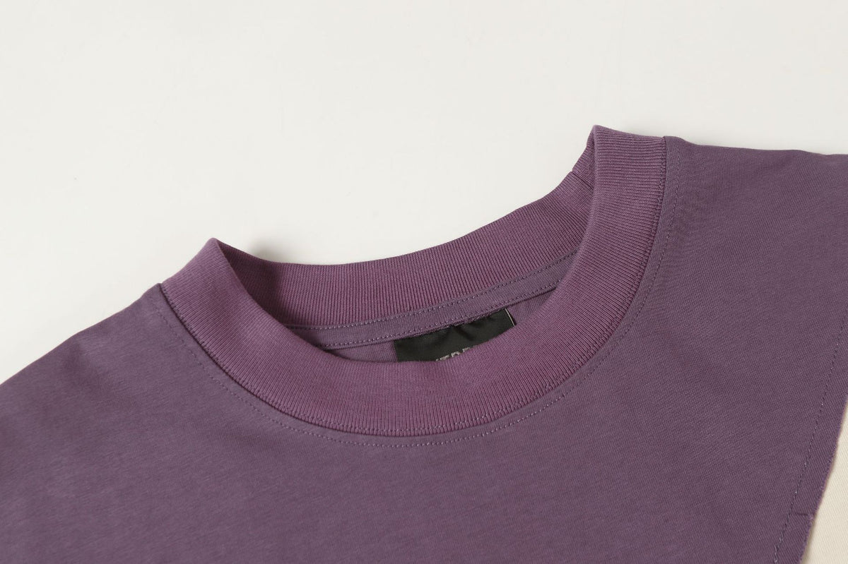 Damage Contrast Patchwork Pocket Short Sleeve T-Shirt WN26815