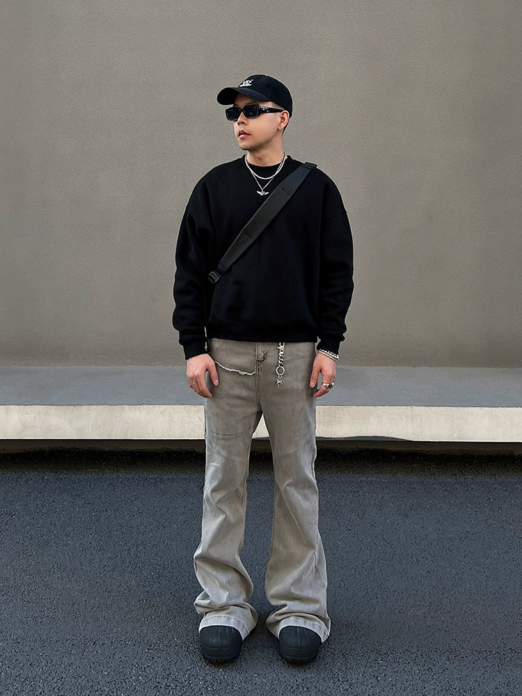 Flare Longer hem Denim Jeans WN19391