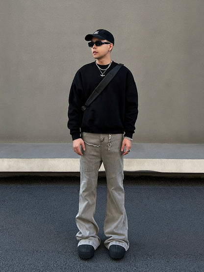 Flare Longer hem Denim Jeans WN19391