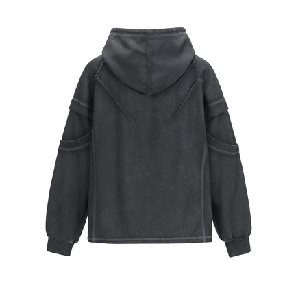 Heavyweight Washed Deconstructed Pullover Hoodie WN23059