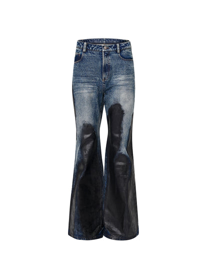 Wax Wash Damage Whisker Flare Denim Jeans WN21813