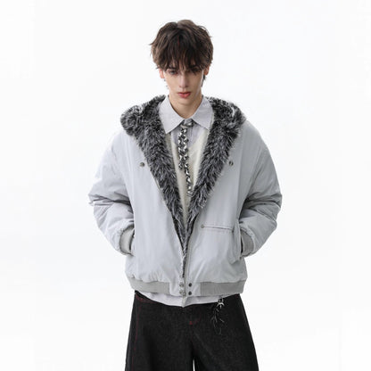 Fake Fur Hooded Zipper Puffer Jacket WN21866