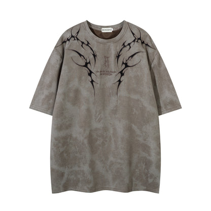 3D Embroidery Suede Oversize Short Sleeve T-Shirt WN15082