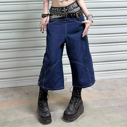 Deconstructed Contrast Multi Pocket Half Pants WN20886