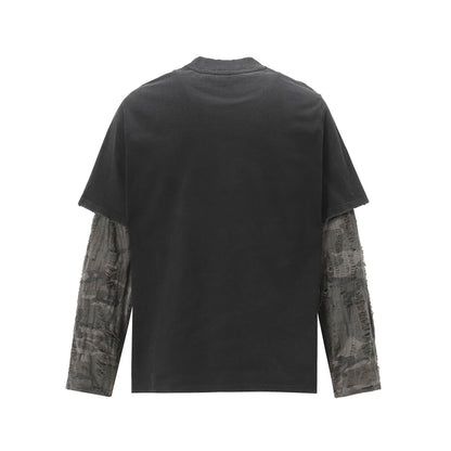 Oversize Fake Layered Long Sleeve T-Shirt WN14080