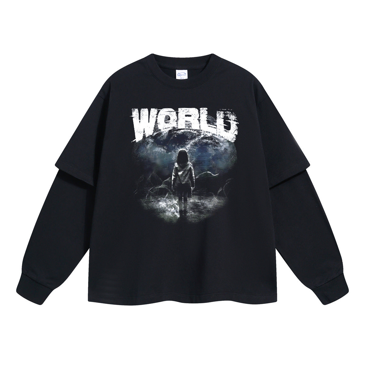 Fake Layered Digital Print Oversize Long Sleeve T-Shirt WN9980