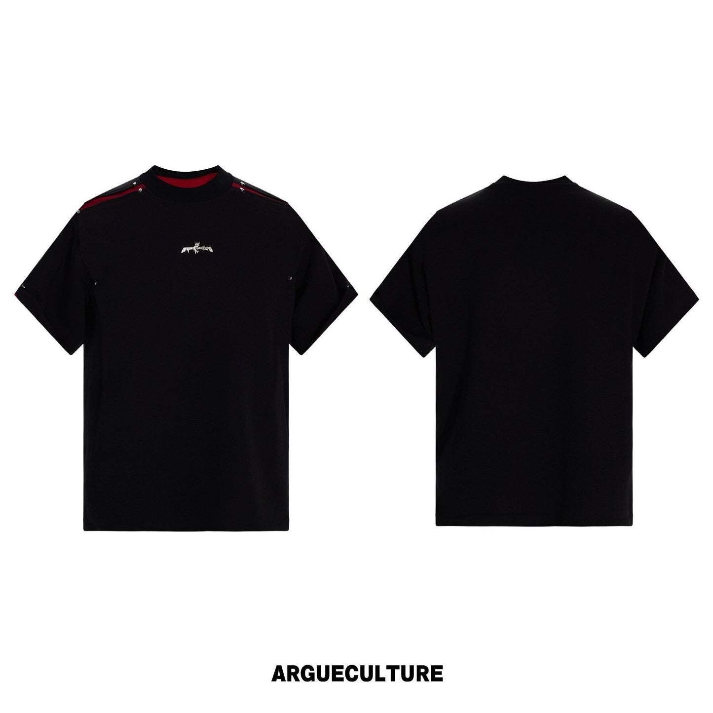 Contrast Panel Deconstructed Folded Sleeve Short Sleeve T-Shirt WN26995