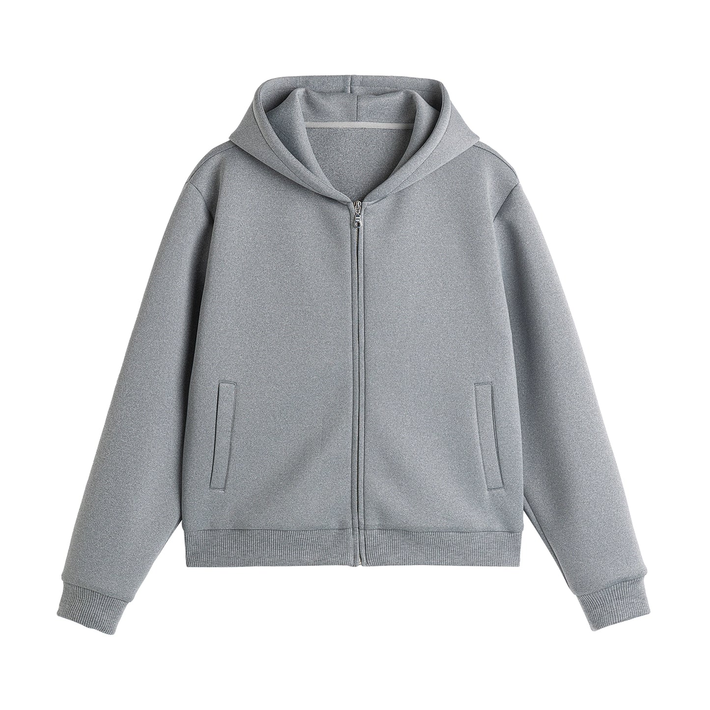 Solid Space Cotton Short Dual-Zipper Hoodie WN13379