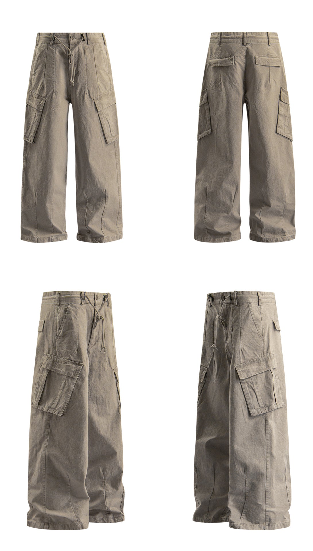 Washed Straight Wide Leg Cargo Pants  WN26343