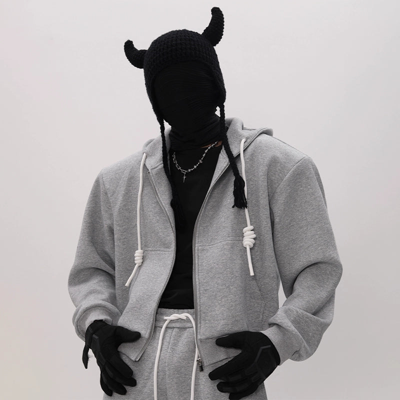 Hand-Woven Rope Zipper Hoodie & Pants Setup WN18603