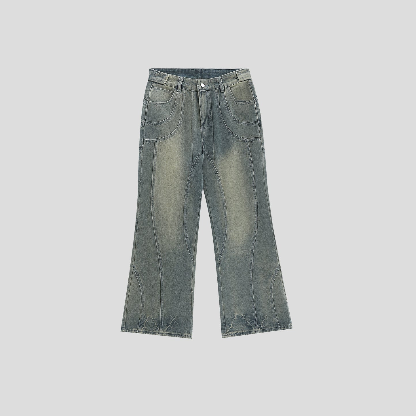 Yellow Mud Dyed Micro Flare Denim Jeans WN7230