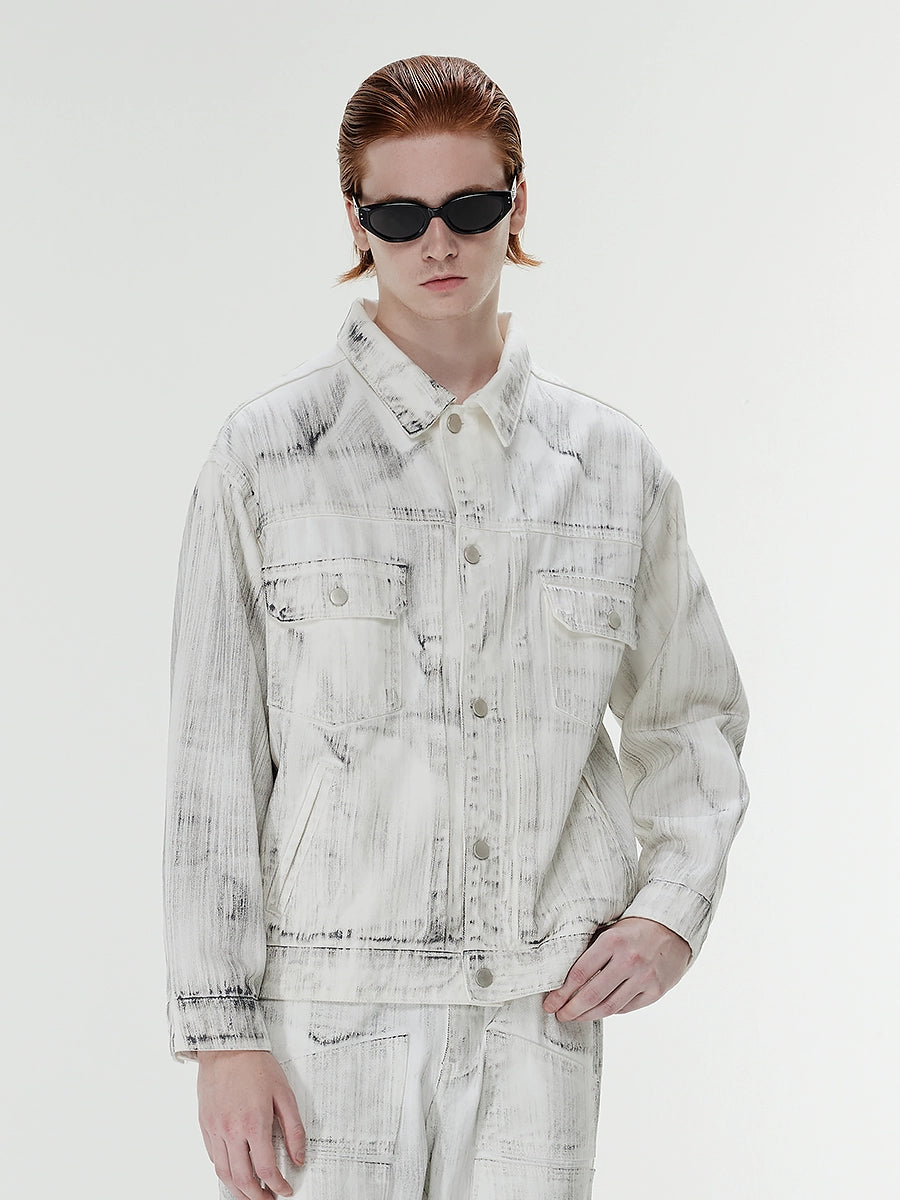 Dirty Wash Design Oversize Denim Jacket WN17569