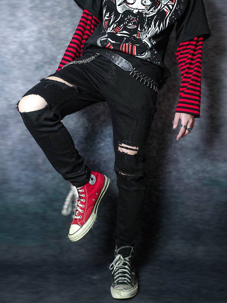 Slim Fit Stretch Damage Skinny Denim Jeans WN15951