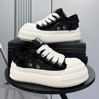 Chunky Platform Frayed Canvas Shell Toe Sneakers WN24840